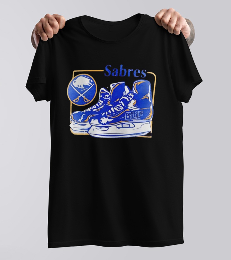 Sabres BUF Skates With Buffalo And Crossed Sabers T-Shirt