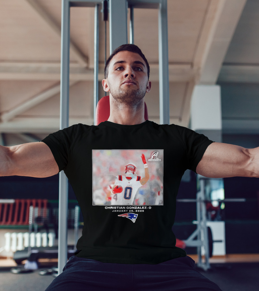 Christian Gonzalez New England Patriots AFC Champions Week 21 T-Shirt
