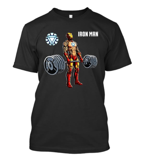 Iron Man Weightlifting Arc Reactor Gym Workout T-Shirt