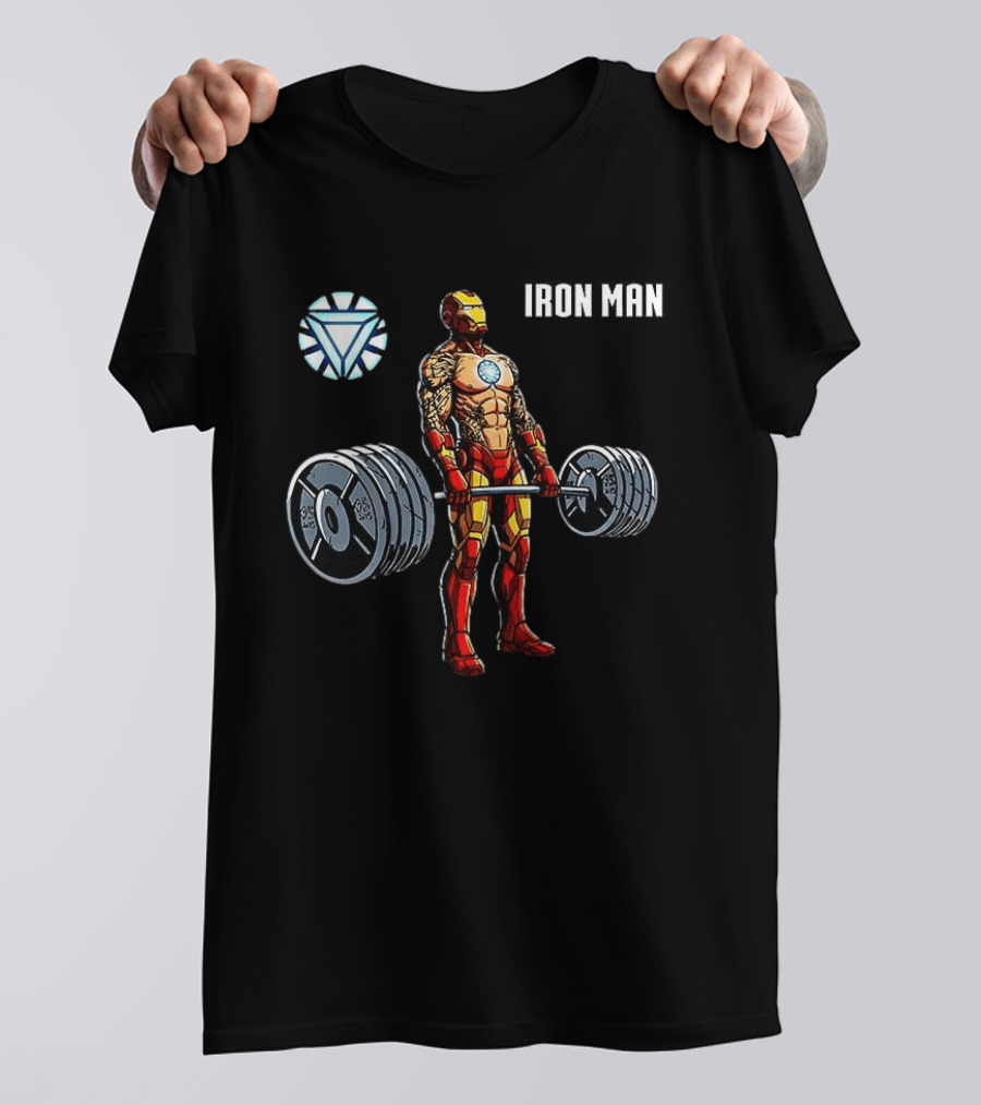 Iron Man Weightlifting Arc Reactor Gym Workout T-Shirt