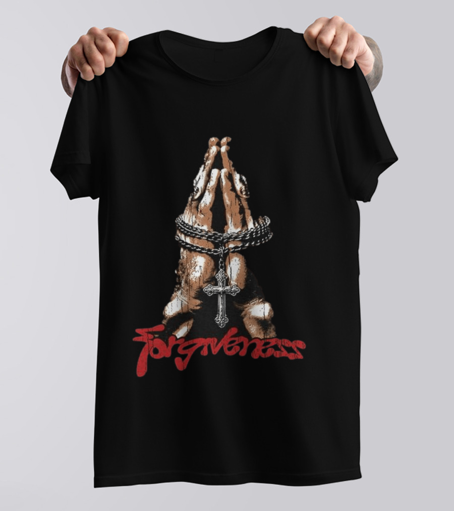 Forgiveness Praying Hands Crucifix Necklace T-Shirt