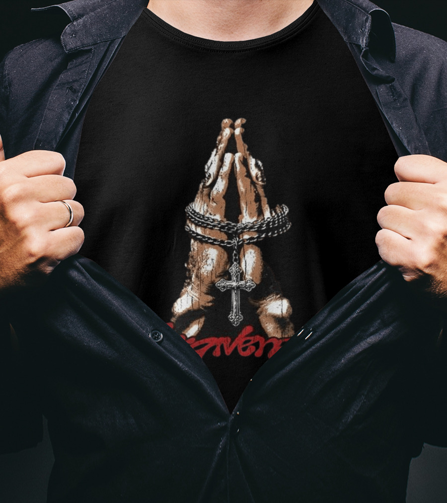 Forgiveness Praying Hands Crucifix Necklace T-Shirt