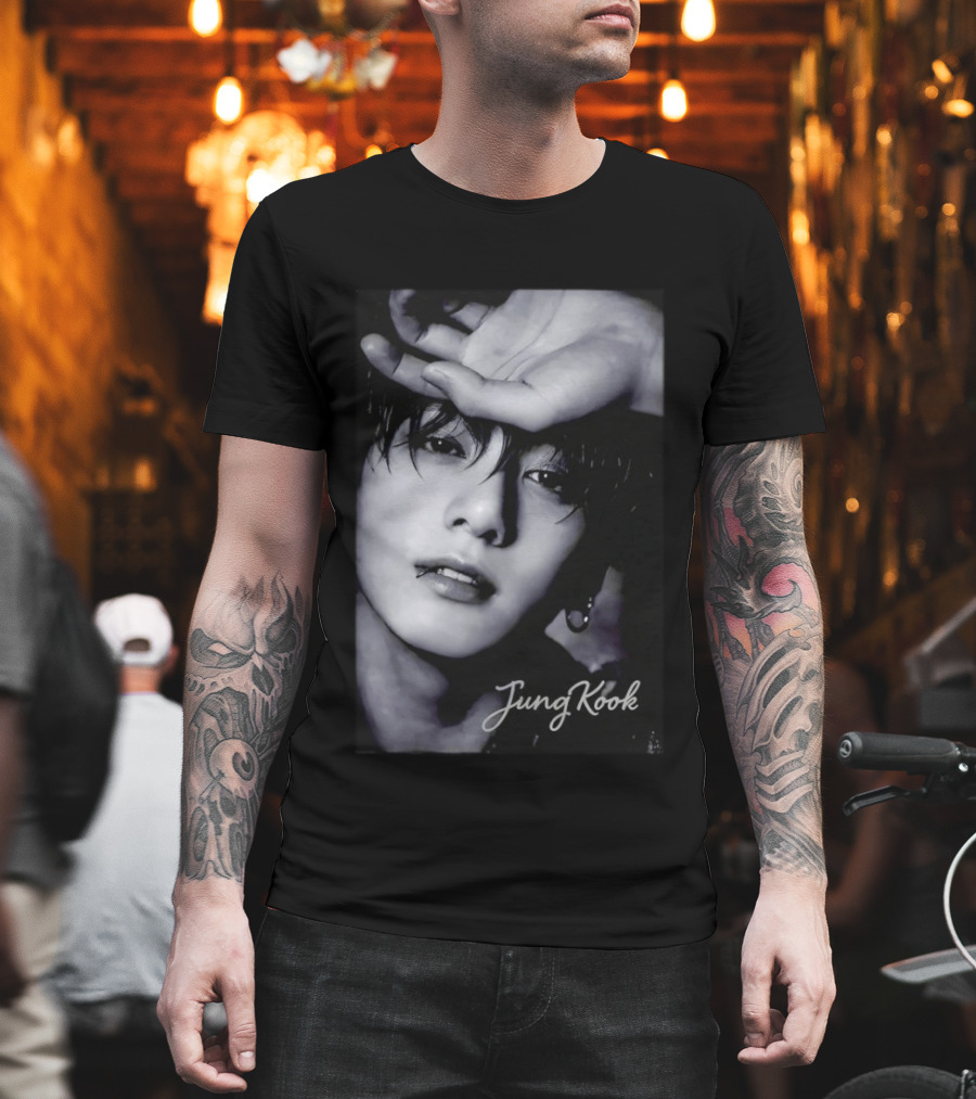 Jungkook BTS Iconic Style Black And White T-Shirt