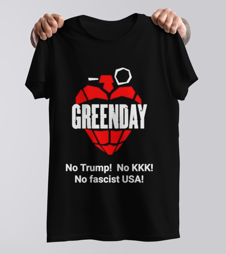 Green Day No Trump No KKK No Fascist USA Grenade Heart T-Shirt