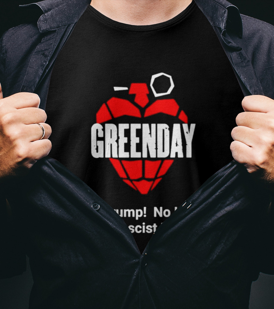 Green Day No Trump No KKK No Fascist USA Grenade Heart T-Shirt