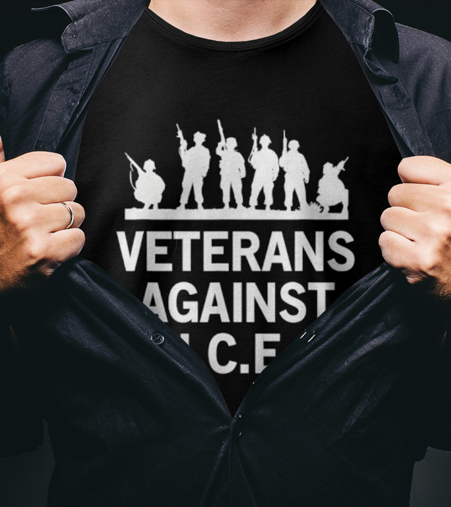Veterans Against I.C.E. Military Protest Stance T-Shirt