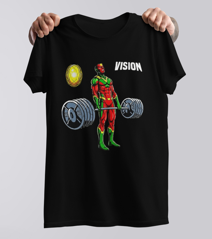 Vision Superhero Lifting Weights Gym Motivation T-Shirt