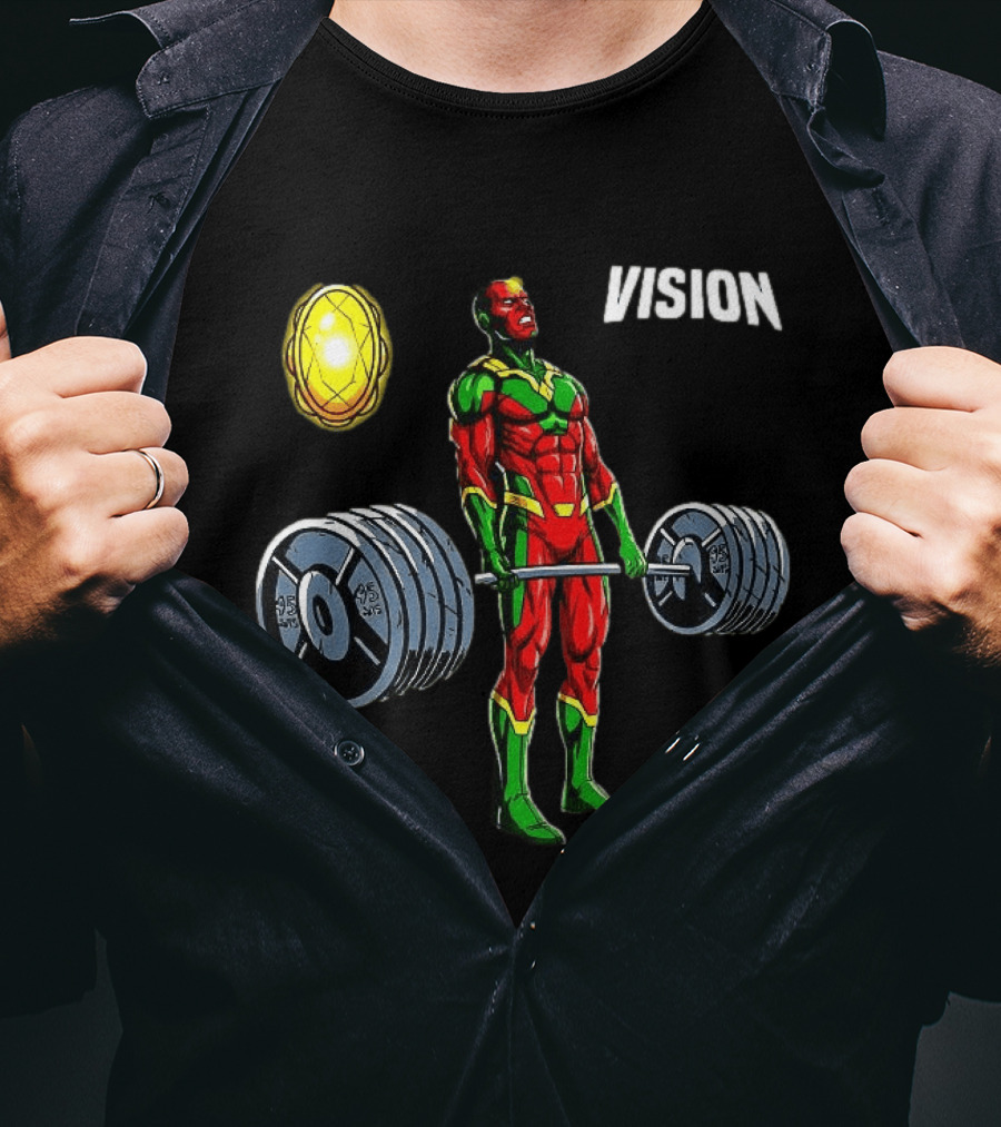 Vision Superhero Lifting Weights Gym Motivation T-Shirt
