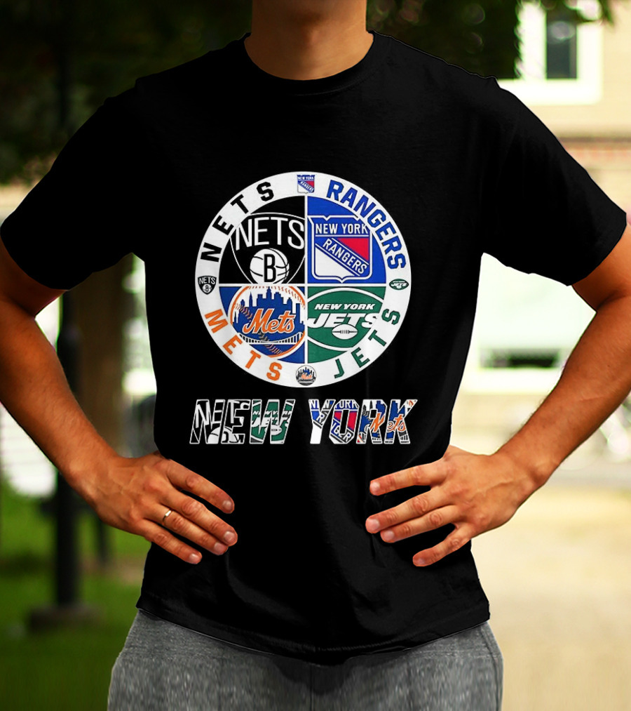 New York Nets Rangers Jets Mets Sports Team Mashup T-Shirt