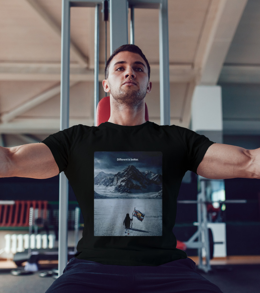 Barcelona Nihilist Penguin Different Is Better Flag Mountain Scene T-Shirt