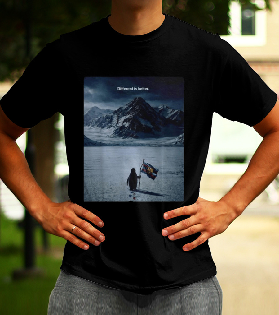 Barcelona Nihilist Penguin Different Is Better Flag Mountain Scene T-Shirt