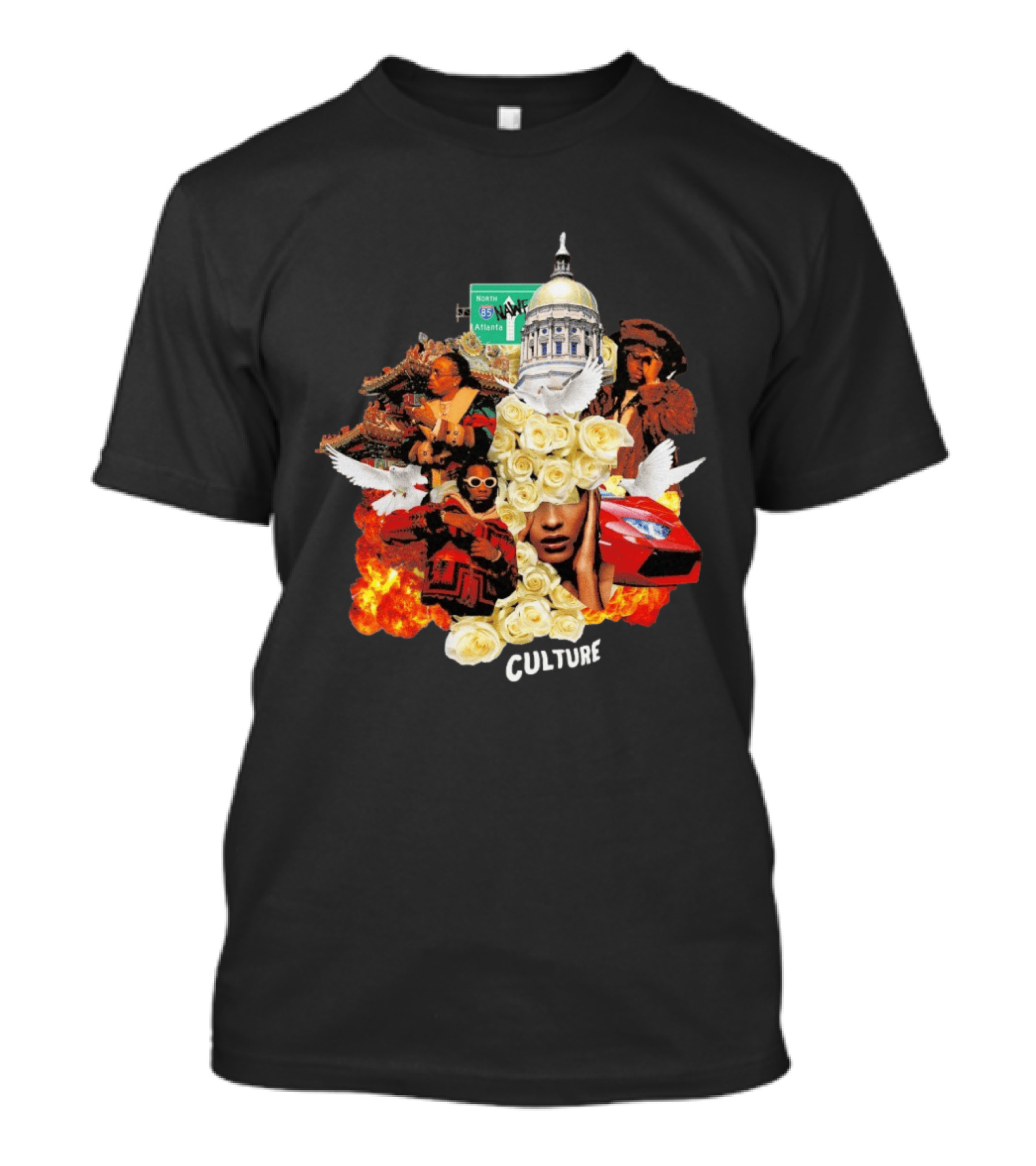 Bravado Migos Culture Album Cover Atlanta Capitol Roses Collage T-Shirt