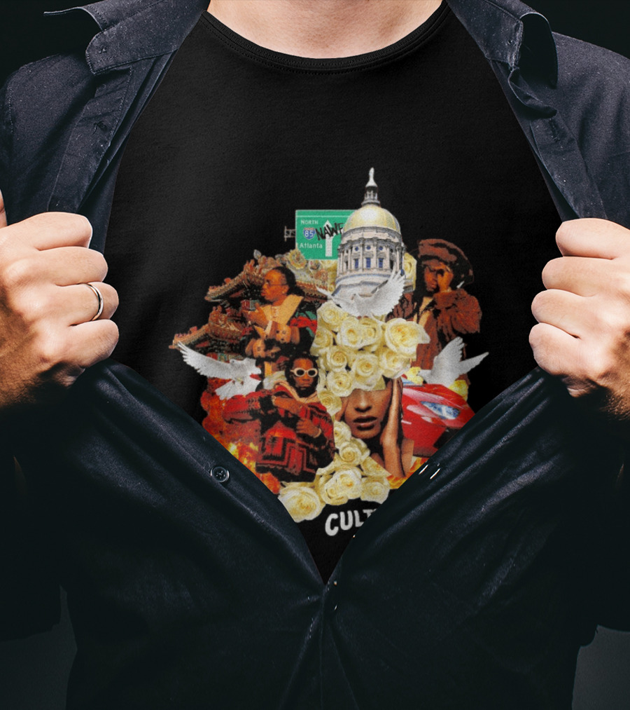 Bravado Migos Culture Album Cover Atlanta Capitol Roses Collage T-Shirt