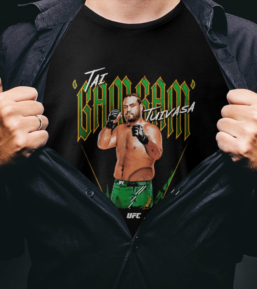 Tai Tuivasa Bam Bam UFC Fighter Green Gloves T-Shirt