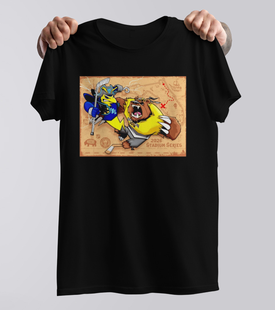 Tampa Bay Lightning Vs Boston Bruins 2026 Stadium Series Tampa Florida Map T-Shirt