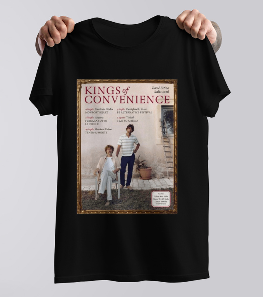 Kings Of Convenience Turne Estiva Italia 2026 Monfortinjazz Ferrara Tener A Mente Teatro Greco Festival T-Shirt