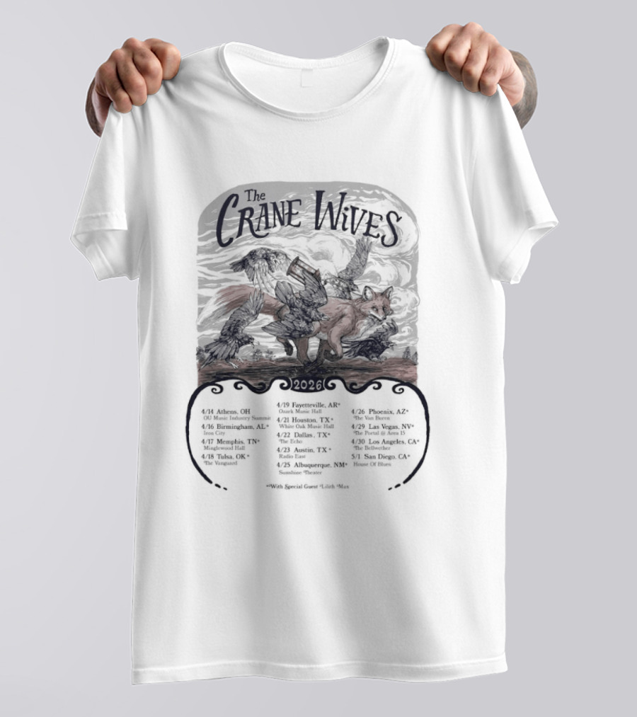 Crane Wives Concert April 26 2026 Van Buren Phoenix AZ Event Details T-Shirt