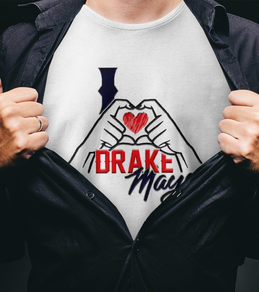 I Love Drake Maye #10 Heart Hands New England Patriots T-Shirt