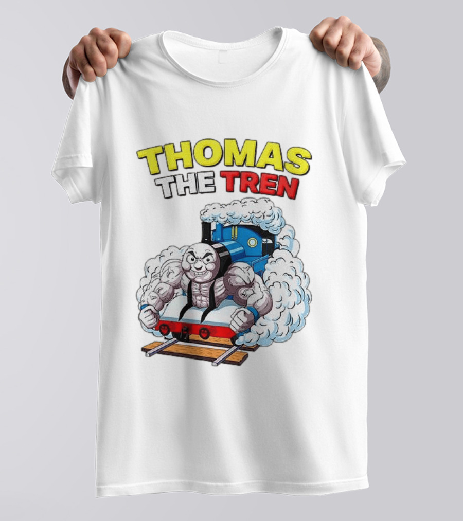 THOMAS THE TREN Cartoon Muscular Engine Puffing Steam T-Shirt