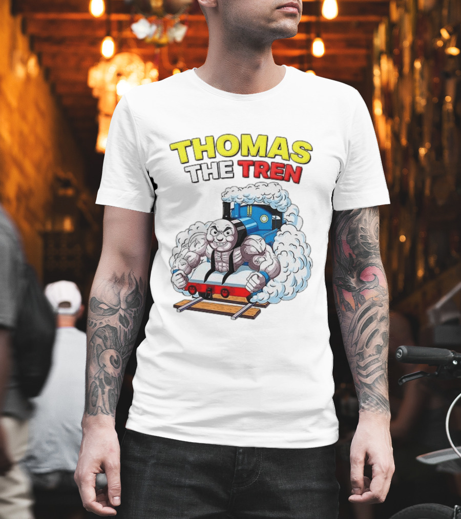 THOMAS THE TREN Cartoon Muscular Engine Puffing Steam T-Shirt