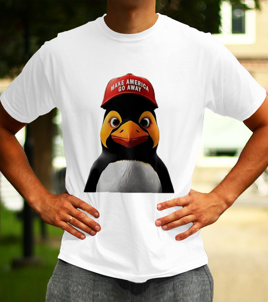 Make America Go Away Red Hat Penguin Iconic Humor T-Shirt