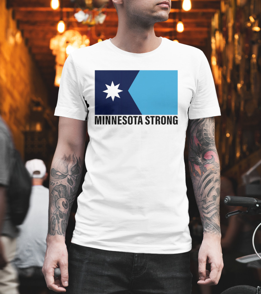 Minnesota Strong Star Icon Blue Rectangular Flag T-Shirt