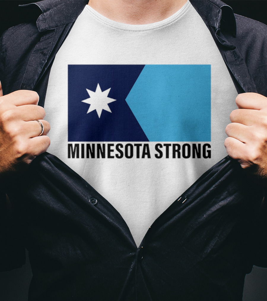 Minnesota Strong Star Icon Blue Rectangular Flag T-Shirt