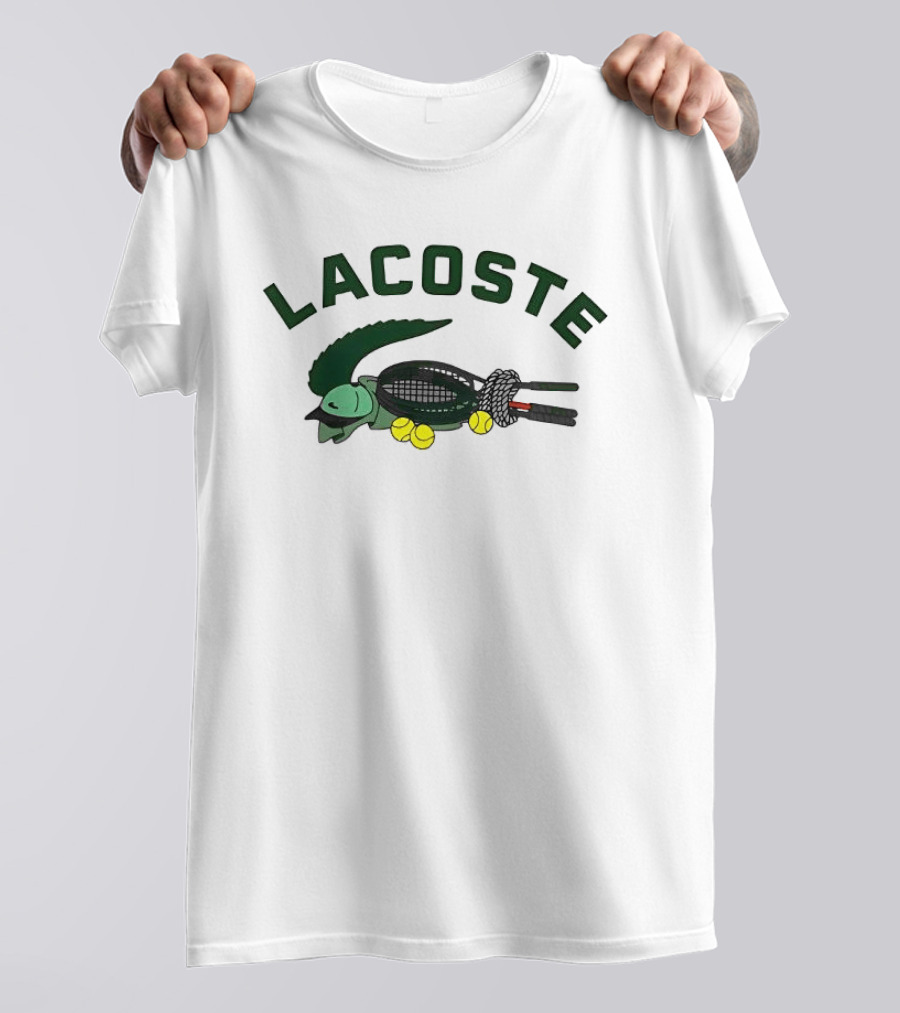 Lacoste Crocodile Tennis Theme With Tennis Balls T-Shirt