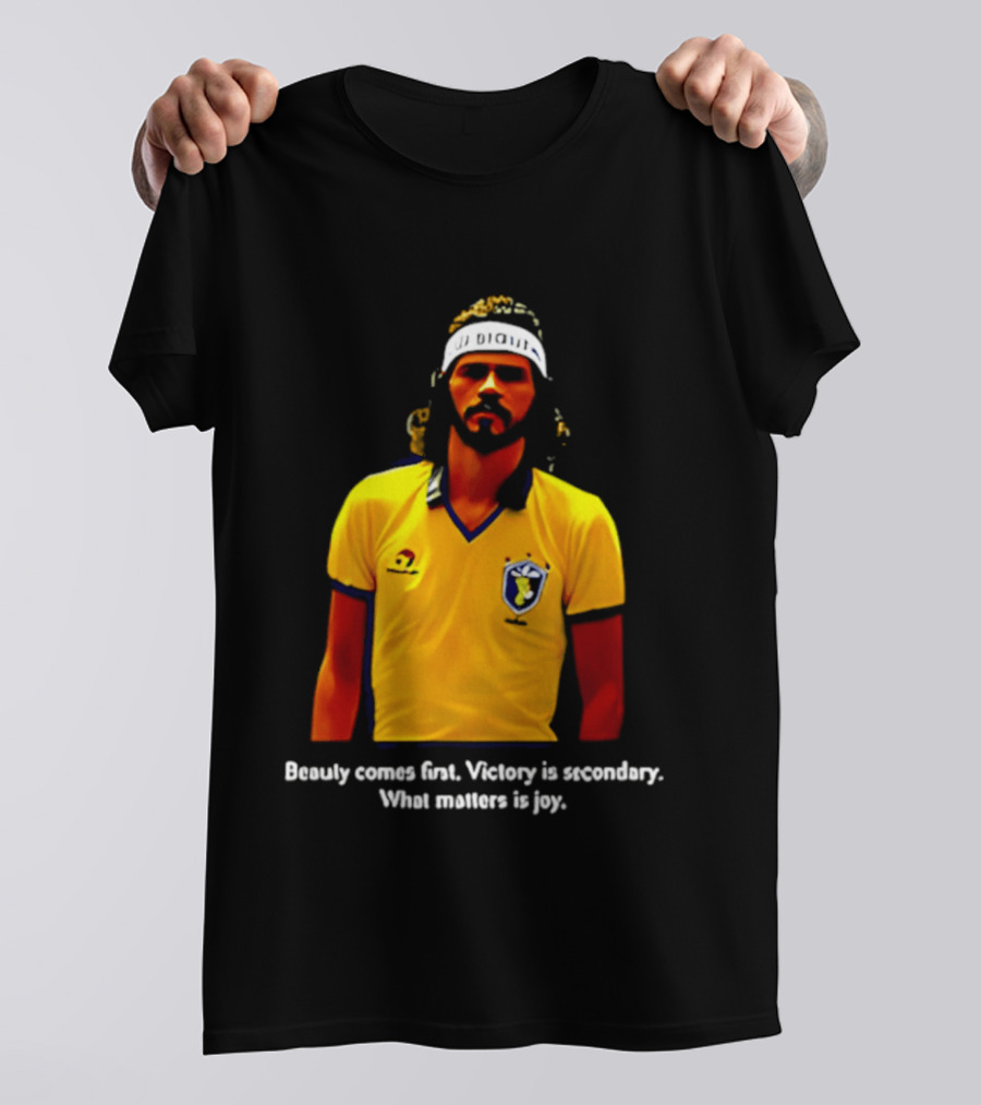 Beauty Comes First Victory Secondary Joy Matters Tennis Player Yellow T-Shirt