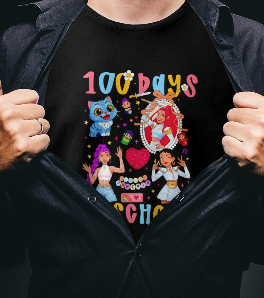 100 Days Of School Colorful Kpop Style Celebration T-Shirt