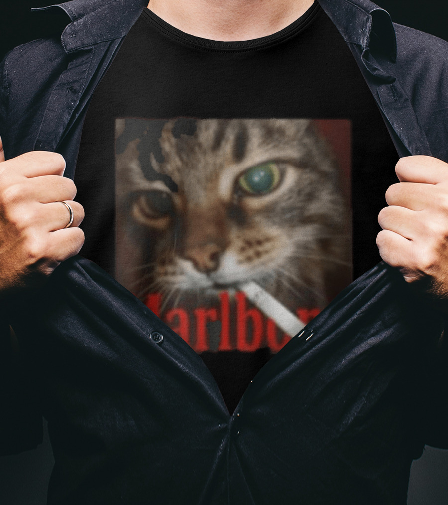 Marlboro Cat Smoking Image T-Shirt