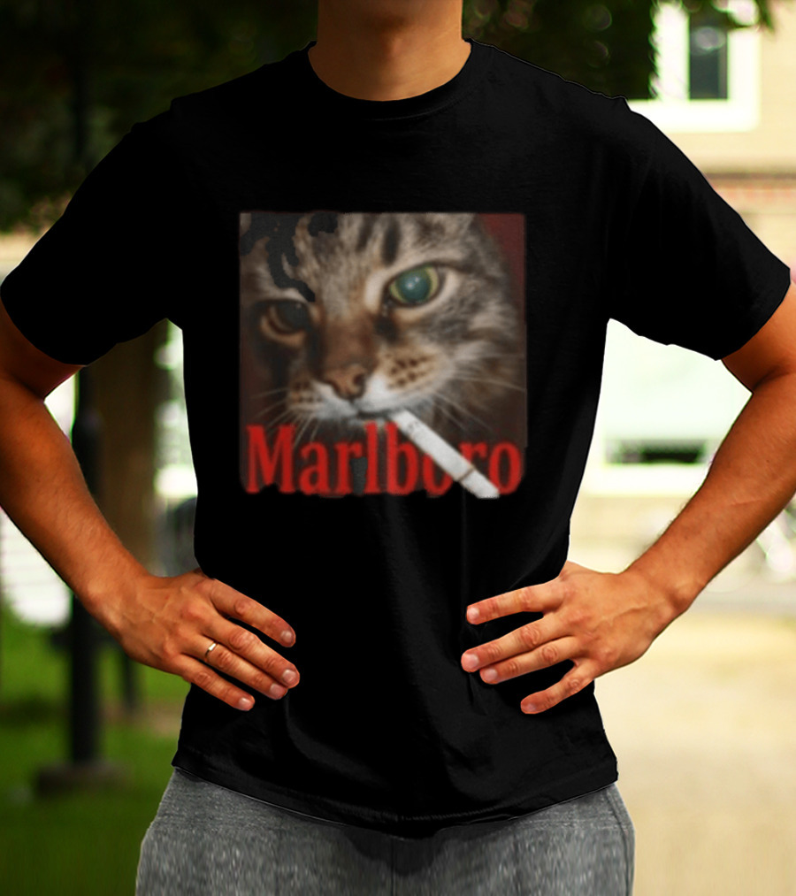 Marlboro Cat Smoking Image T-Shirt