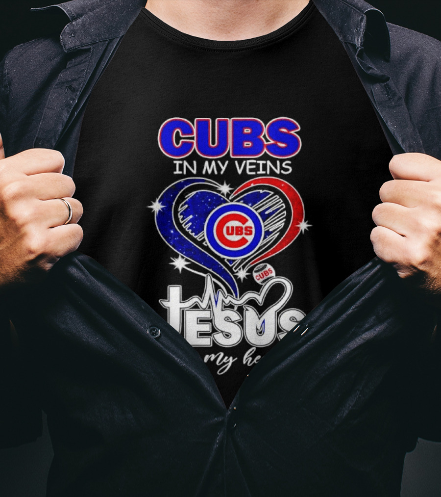 Cubs In My Veins Jesus In My Heart Chicago Baseball Team Faithful T-Shirt