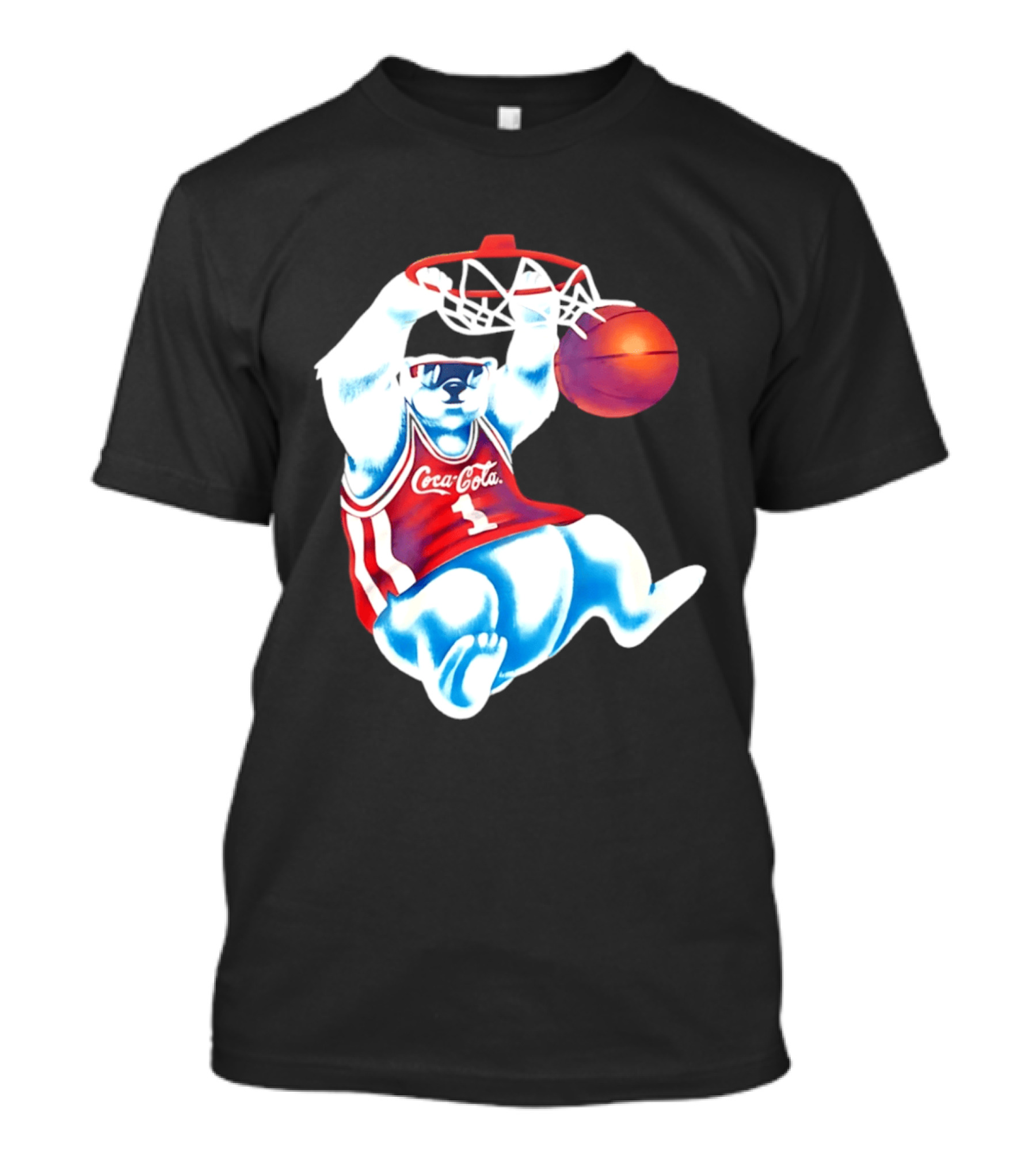 Coca Cola Polar Bear Basketball Dunk Red Jersey T-Shirt