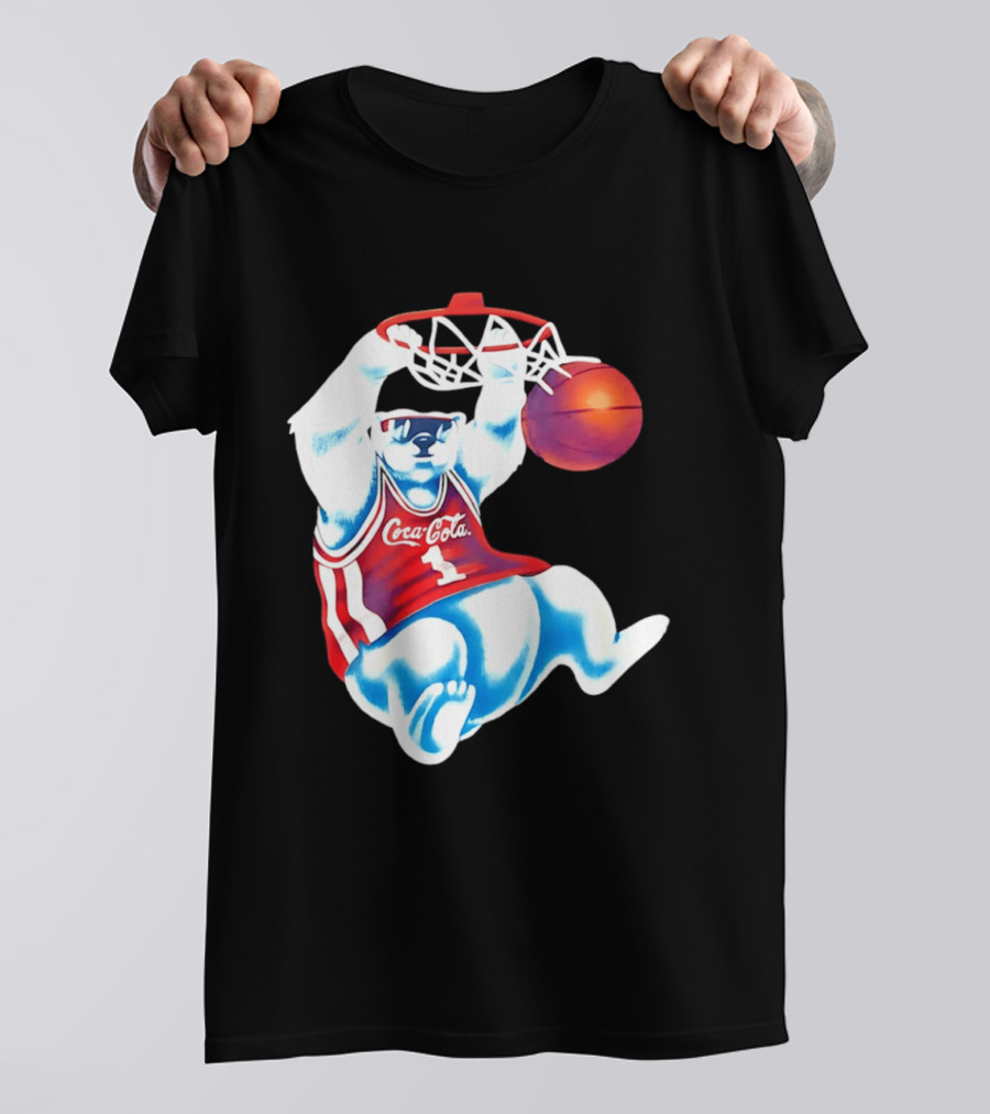 Coca Cola Polar Bear Basketball Dunk Red Jersey T-Shirt