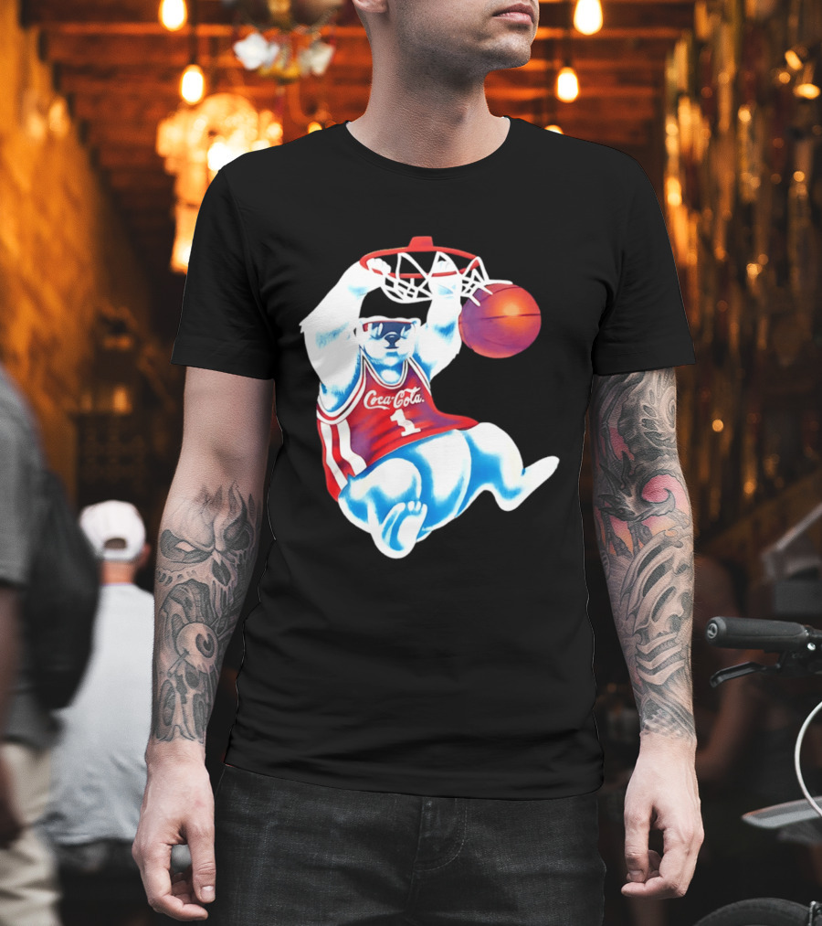 Coca Cola Polar Bear Basketball Dunk Red Jersey T-Shirt