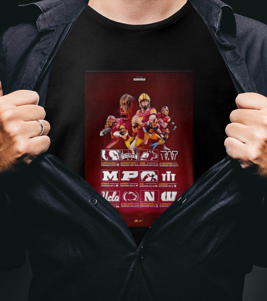 Minnesota Golden Gophers 2026 NCAA Football Schedule Indiana Illinois Purdue Iowa Michigan Northwestern UCLA Penn State T-Shirt
