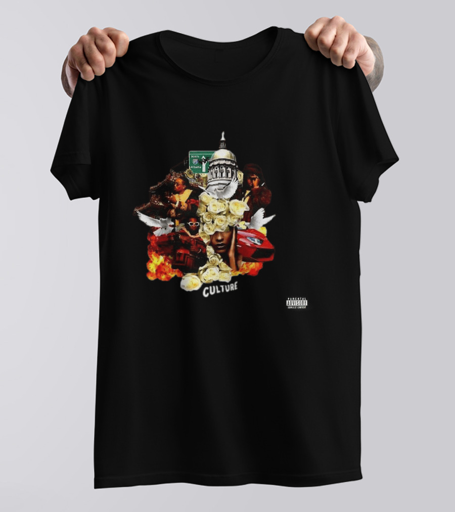 Culture Album Atlanta Hip Hop Imagery With Roses And Flames T-Shirt
