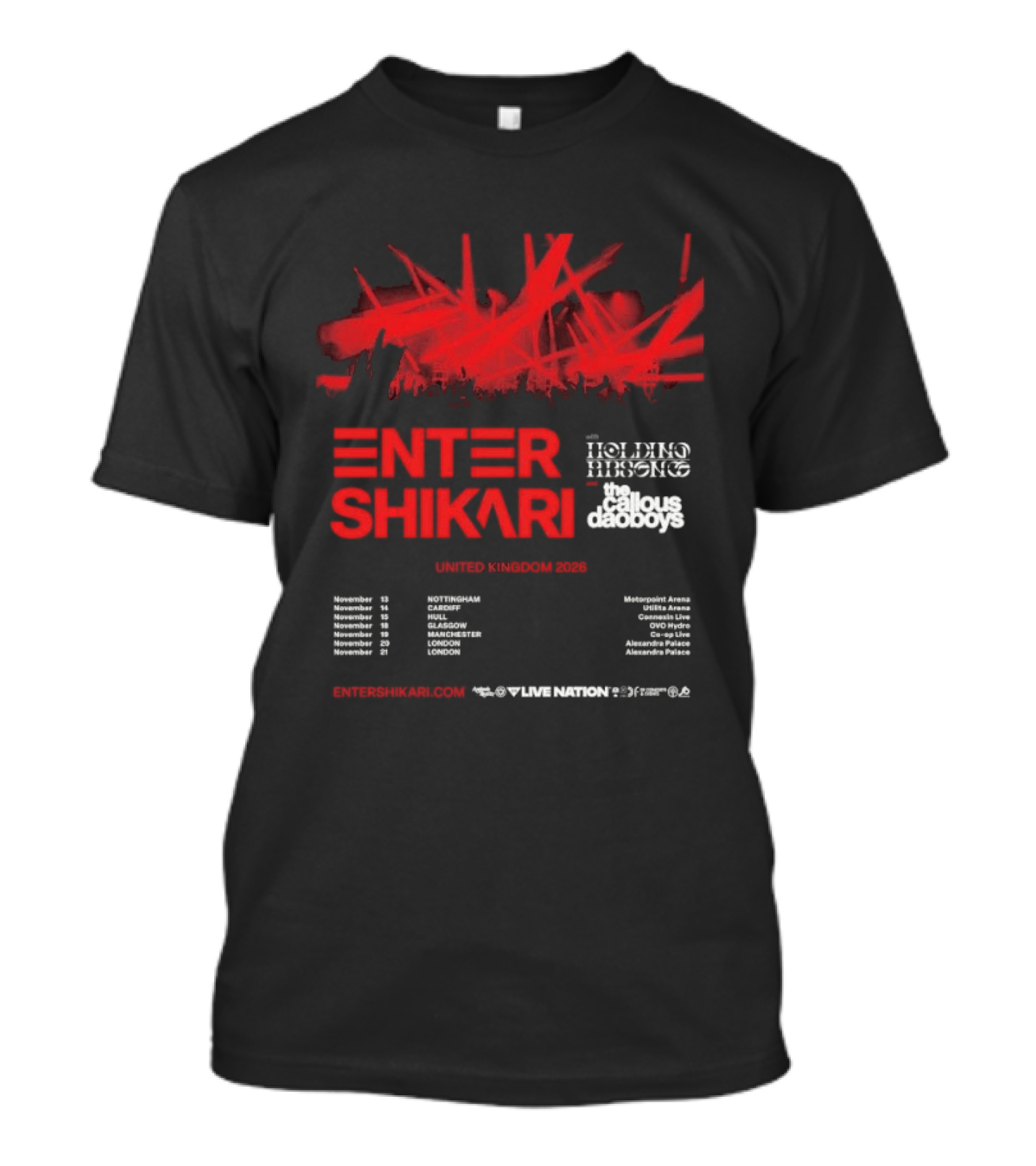 Enter Shikari United Kingdom Tour 2026 Featuring Holding Absence Cody Frost T-Shirt