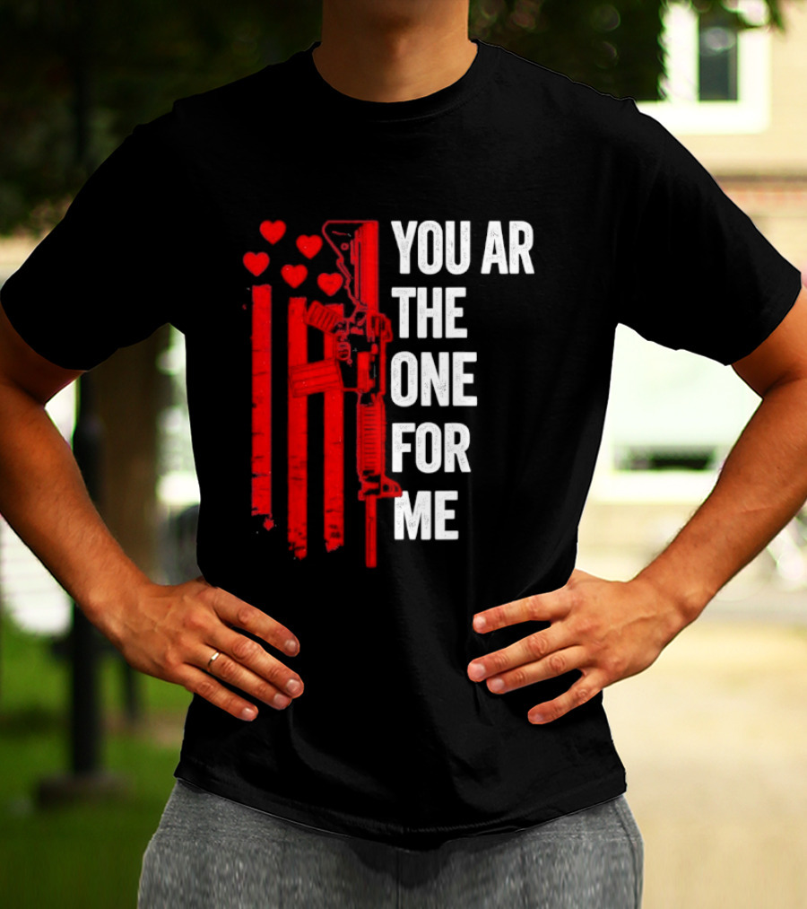 You Ar The One For Me Red Hearts Flag Visual T-Shirt
