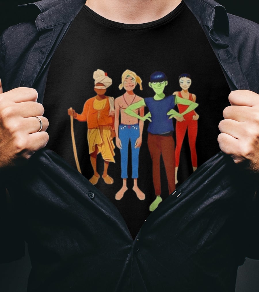 Gorillaz Character Group Mountain Adventure Ensemble T-Shirt