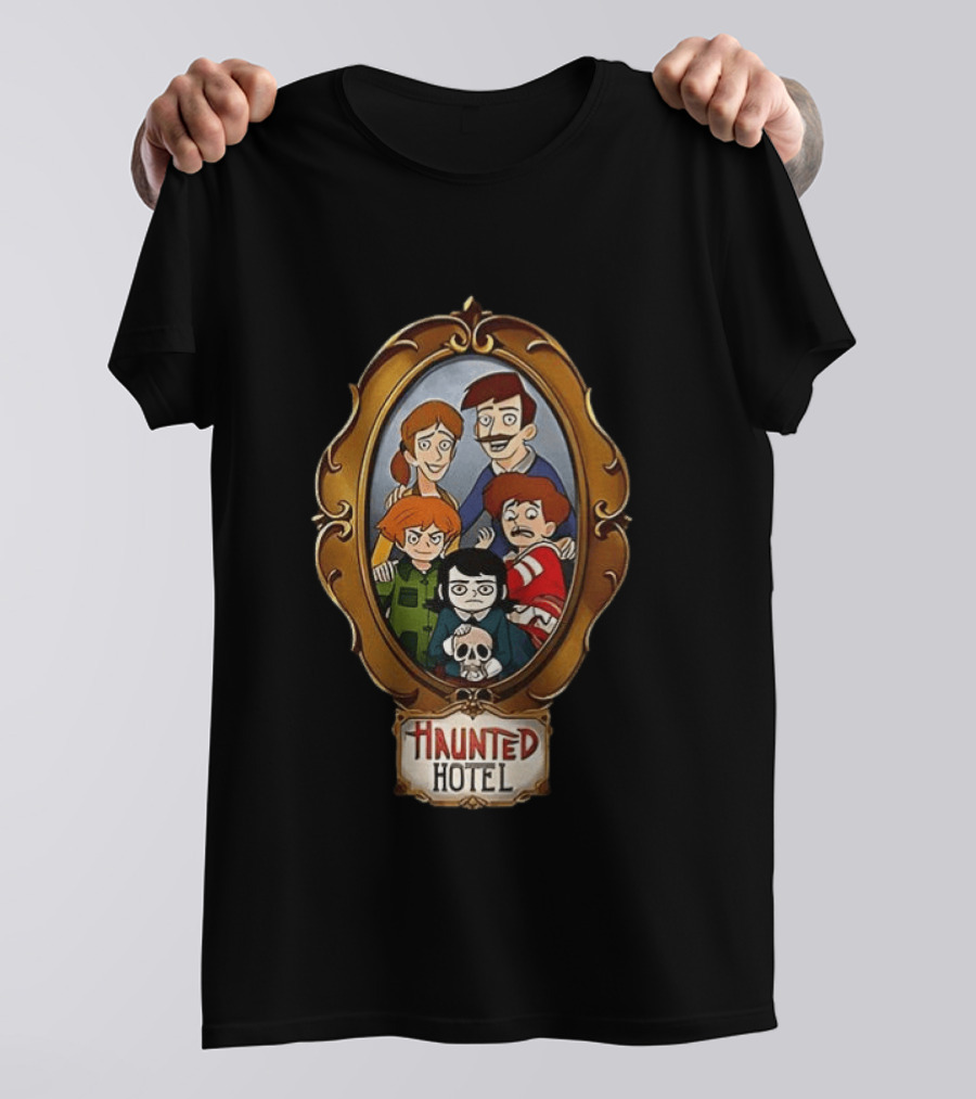 Haunted Hotel Cartoon Family Portrait Frame T-Shirt