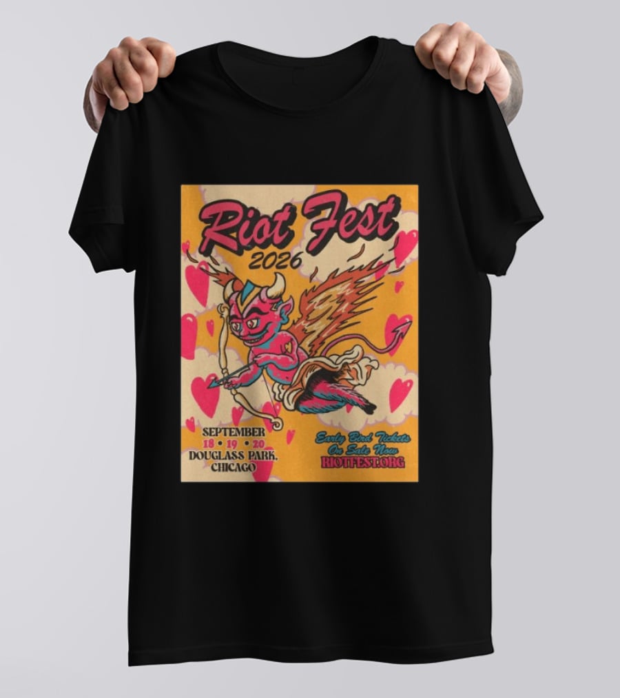 Riot Fest 2026 Douglass Park Chicago Sep 18 19 20 Devil Heart Wings T-Shirt