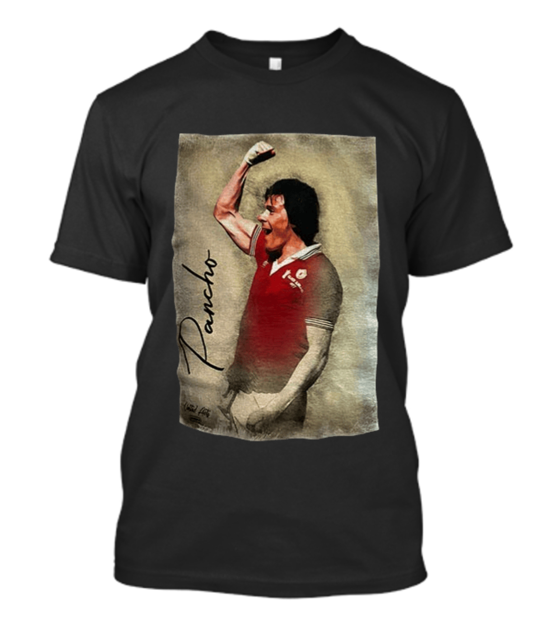 Steve Coppell Manchester United Pancho Celebration Football Memorabilia T-Shirt