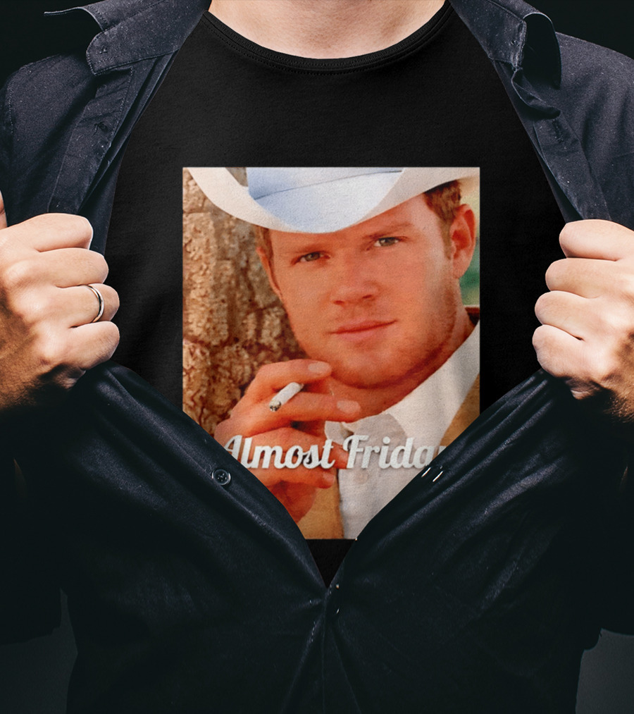 Almost Friday Cowboy Smoking Cigarette T-Shirt