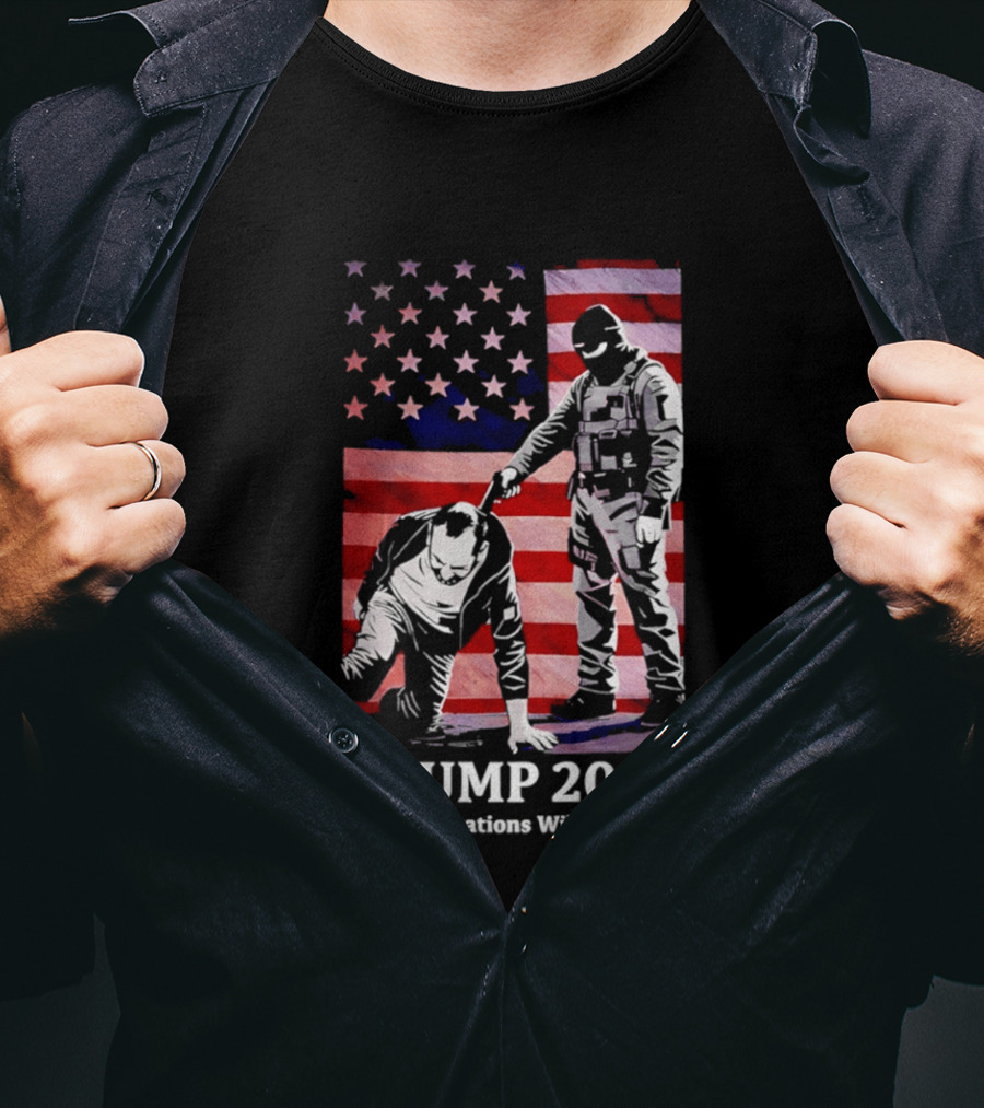 Trump 2028 The Deportations Will Continue American Flag Stars Image T-Shirt