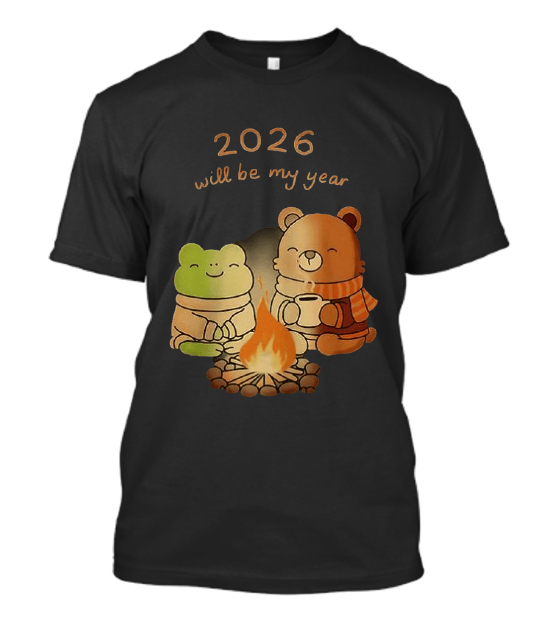 2026 Will Be My Year Frog And Bear Campfire Cozy Scene T-Shirt