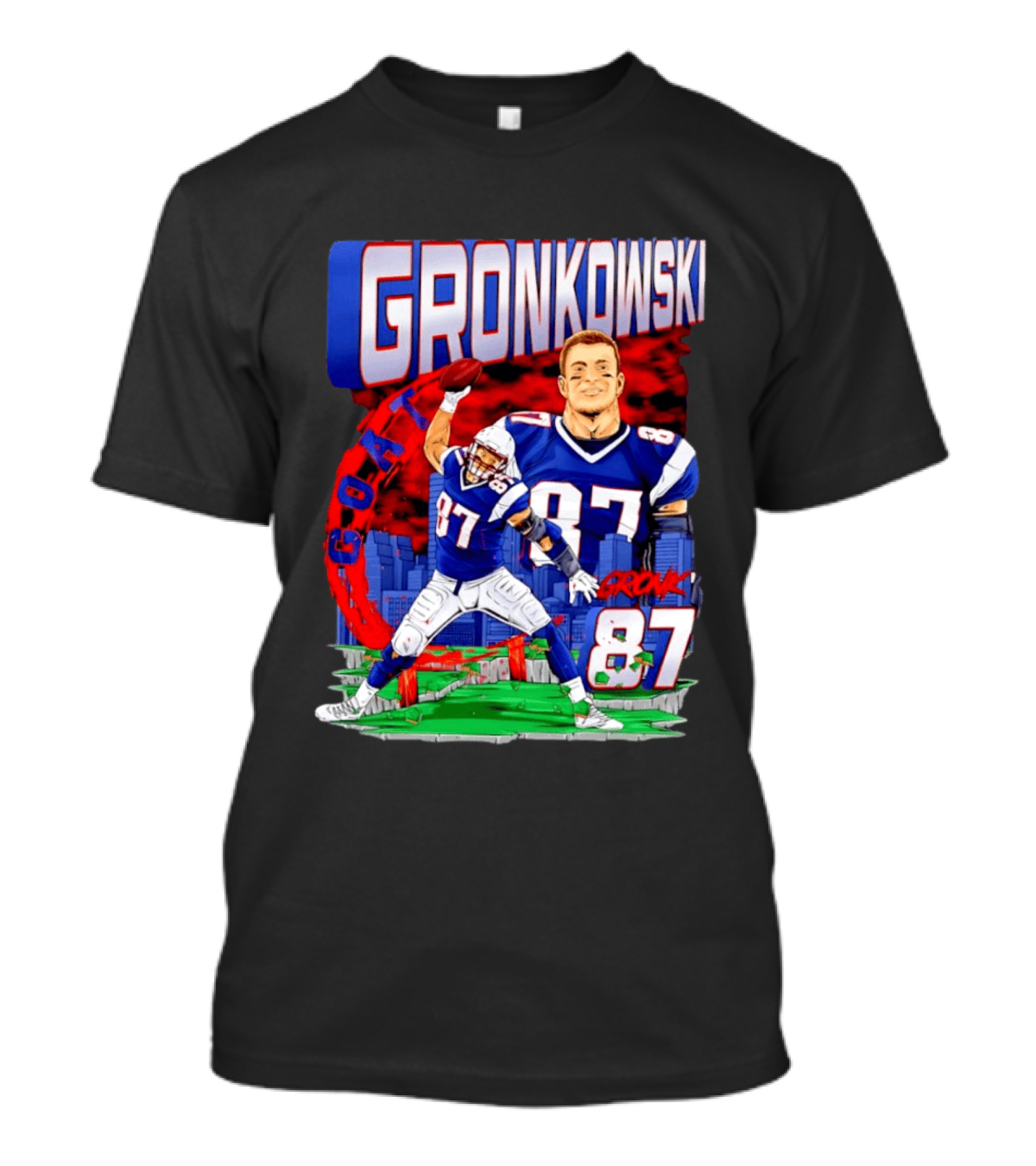 Gronkowski Goat 87 Football Player Tight End Action T-Shirt