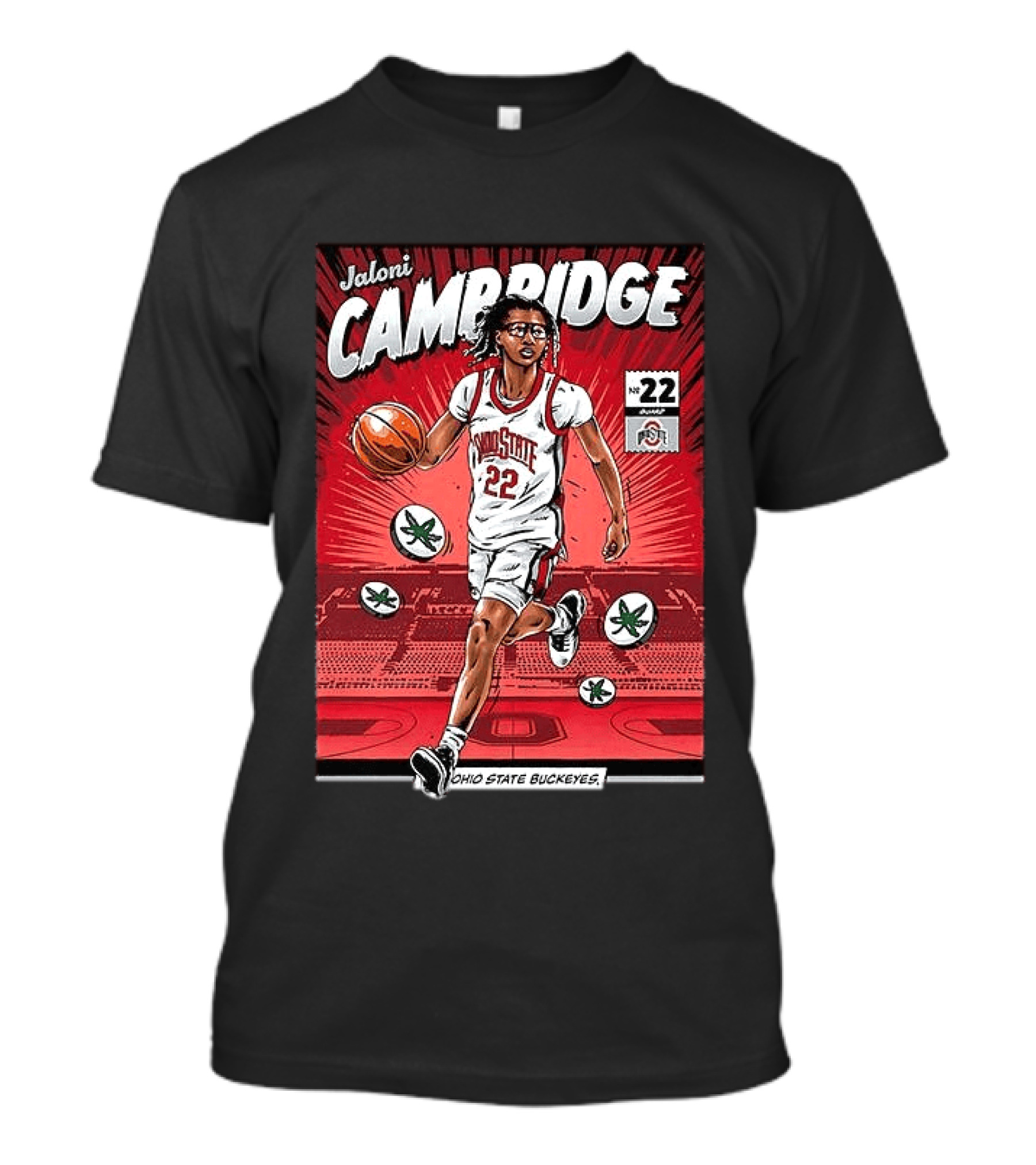 Jaloni Cambridge Ohio State Buckeyes NCAA Basketball Number 22 Comic T-Shirt