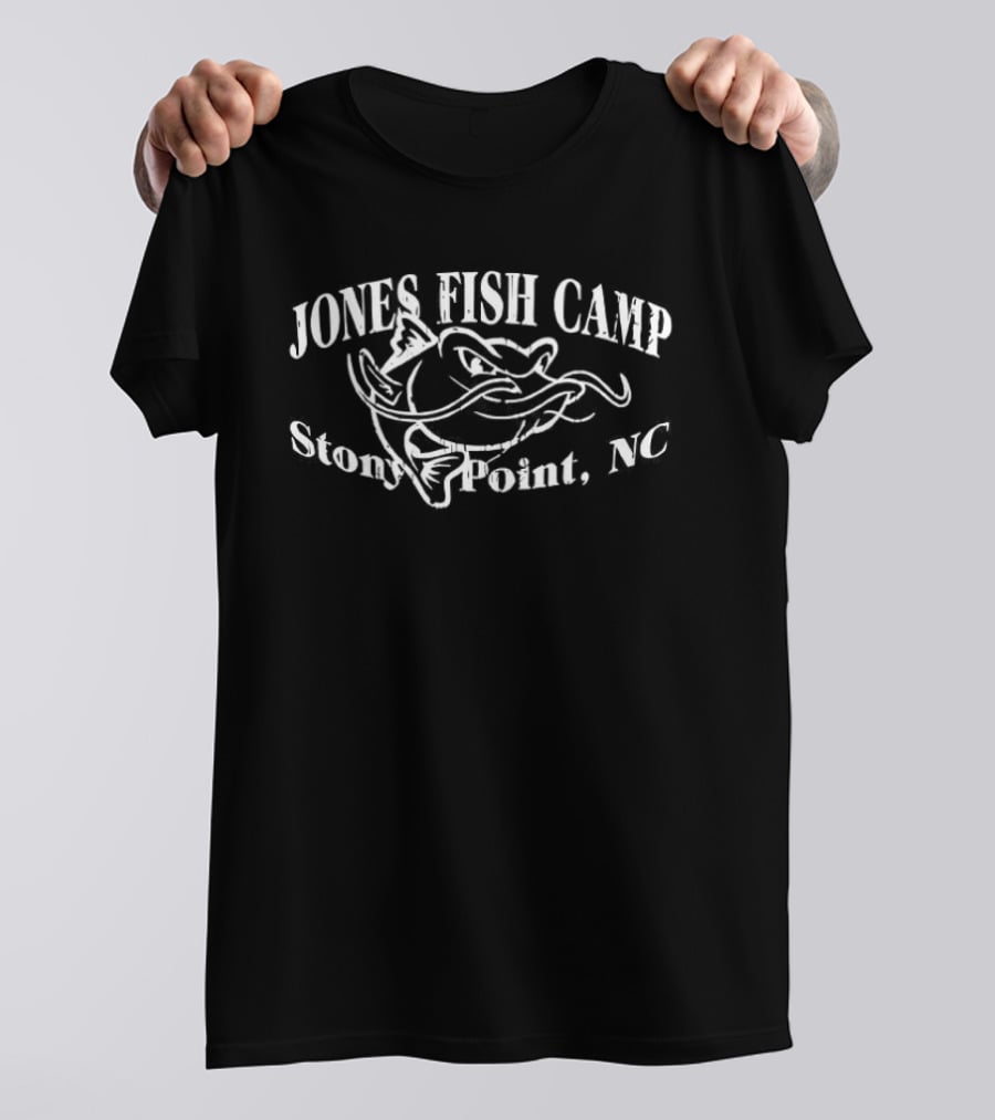 Jones Fish Camp Stony Point NC Fishing Enthusiasts Catfish Drawing T-Shirt